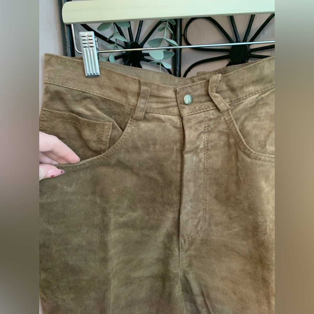 Zebra Leather 9/10 Women's Suede Tan Straight Leg Pants coastal cowgirl Desert